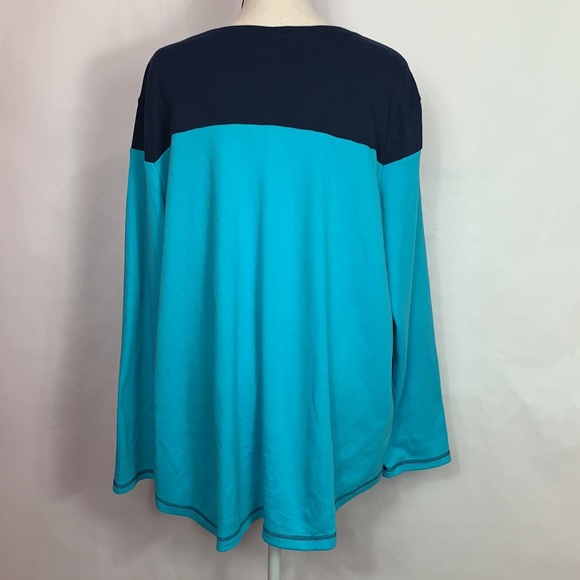 Blair long sleeve dark blue baby blue colored block top - Picture 3 of 7